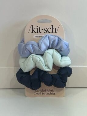 Kitsch Garden Bouquet Cloud Scrunchies 3pc Set in Blue/Teal